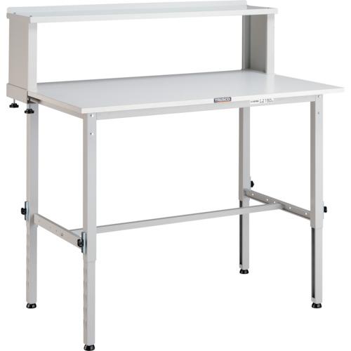 TRUSCO ( トラスコ中山 ) 軽荷重作業台高さ調節式(150kg)AEM型 900X600XH954~1254(全高) 上棚付 ホワイト色 ( AEM-0960YURB W )