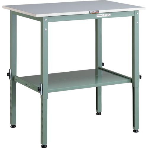 TRUSCO ( トラスコ中山 ) 軽荷重作業台高さ調節式(150kg)AEM型 900X600XH650~950 下棚2枚付 グリーン色 ( RAEM-0960LT2 ) 34,860円