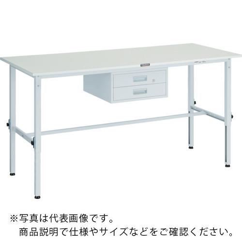 TRUSCO ( トラスコ中山 ) 軽荷重作業台高さ調節式(150kg)AEM型 1800X750XH650~950 2段引出付 ホワイト色 ( RAEM-1800F2 W )｜トキワONLINE