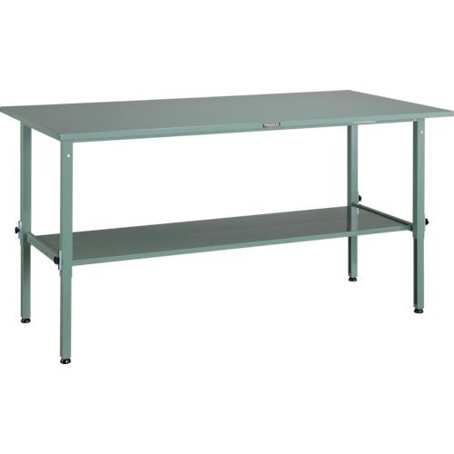 TRUSCO ( トラスコ中山 ) 軽荷重作業台高さ調節式(150kg)AEM型 1800X900XH650~950 下棚2枚付 グリーン色 ( SAEM-1809LT2 )