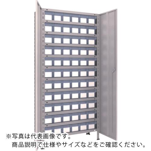 TRUSCO ( トラスコ中山 ) スチールラック 軽量棚扉付 875X300X1800樹脂引出透明小X66 ネオグレー ( 63V-T812C11 NG(ﾈｵｸﾞﾚｰ) )
