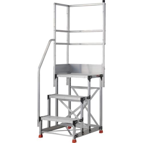 TRUSCO ( トラスコ中山 ) アルミ製作業用踏台 3段 高さ0.9m 天板寸法600×400 段高300mm 階段片手すり天場二方付き ( TSF-369-TKL300 ) 74,355円