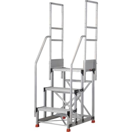 TRUSCO ( トラスコ中山 ) 軽銀製御役目用踏台 3段 高さ0.9m 天板大きさ600×400 段高300粍 上がり段両手摺り付き添い人 ( TSF-369-TR300 )