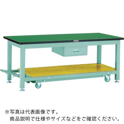 TRUSCO ( トラスコ中山 ) 重掛け目御役目台民族大移動式(3000kg)TWC型 1500X750XH740 1段引出付 緑であること色 ( RTWC-1500F1 )