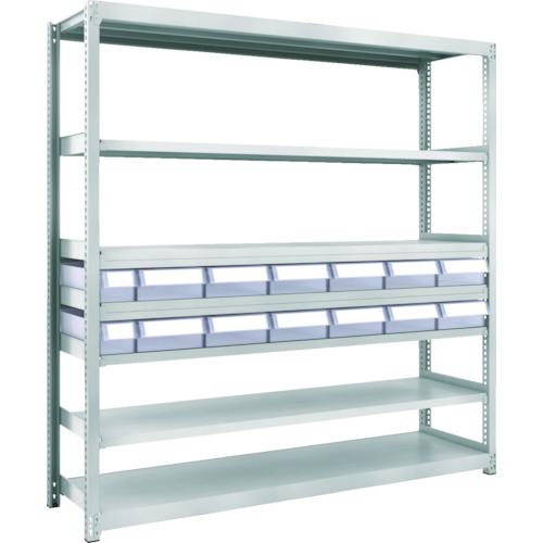 TRUSCO ( トラスコ中山 ) スチール製軽中量ボルトレス棚 M2型 樹脂透明引出付 W1760×D450×H1800 小×2・大×12 ( M2-6647-C2D12 )