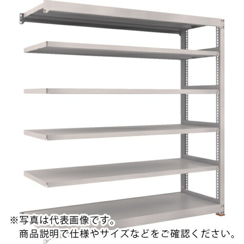 TRUSCO ( トラスコ中山 ) スチールラック M5型中量棚 1800×571×H1800 6段 連結 免震樹脂ベース付 ネオグレー ネオグレー ( M5-6666BSFC NG )