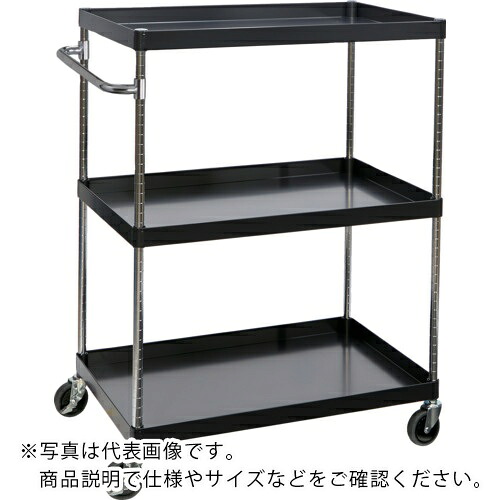 TRUSCO ( トラスコ中山 ) ツールワゴン フェニックスワゴン 省音 900X600XH1200 3段 ブラック ( PEW-1293-BK )