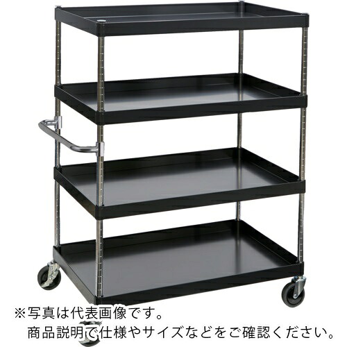 TRUSCO ( トラスコ中山 ) ツールワゴン フェニックスワゴン 省音 900X600XH1200 4段 ブラック ( PEW-1294-BK )