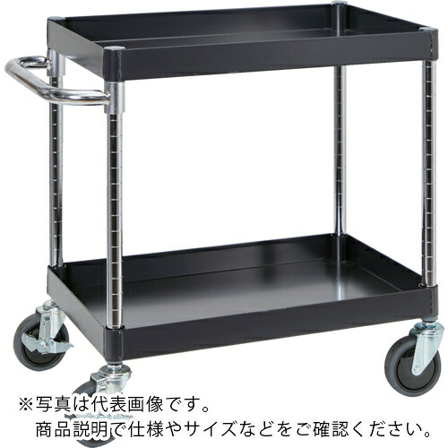 TRUSCO ( トラスコ中山 ) ツールワゴン フェニックスワゴン 750X500 2段 Φ75ゴム車輪 ブラック ( PEW-672-G75-BK )