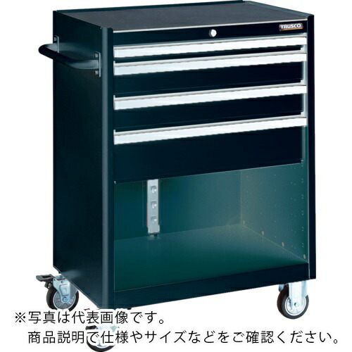 TRUSCO ( トラスコ中山 ) ローラーキャビネット ブラック 引出4段 50X1 100X2 150X1 ( TRC-121BK )