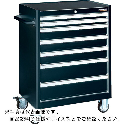 TRUSCO ( トラスコ中山 ) ローラーキャビネット ブラック 引出7段 50X2 100X3 150X2 ( TRC-232BK )