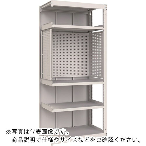 TRUSCO ( トラスコ中山 ) M3中量棚 背板付 W900XD595XH2100 中棚3段 パンチングパネル付 繋ぎ合わせる ( M3-U7365-IPP3-SGB )