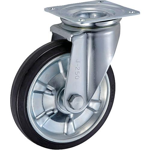 UKAI ( 岐阜産研工業（ウカイ） ) 中荷重用キャスター 旋回(自在)金具 Jタイプ ゴム 車輪径250mm ( SJ-250 )