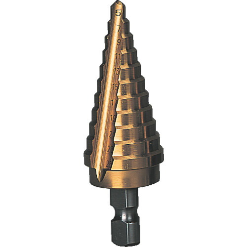TRUSCO ( トラスコ中山 ) 足取りせん孔機 2枚刃チタン上塗り 5~25粍 段数11 ( NMS-25G )