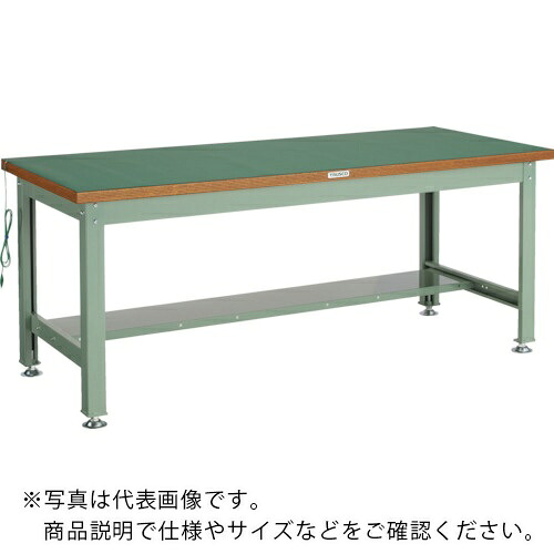 TRUSCO ( トラスコ中山 ) 中荷重作業台(2000kg)DW型 1500X750XH742 帯電防止マット張り グリーン色 ( DW-1500D ) 【メーカー取寄】