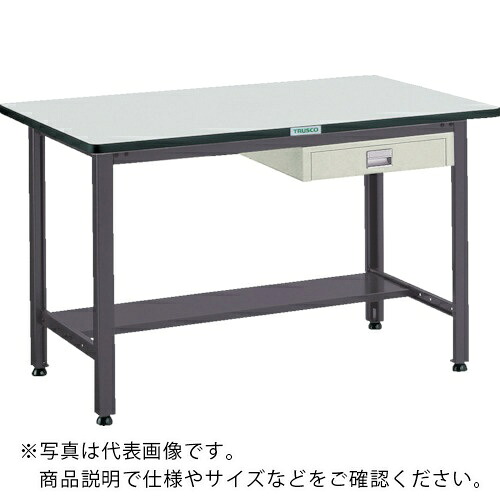 TRUSCO ( トラスコ中山 ) 中荷重作業台(500kg)AEW型 1500X900XH740 薄型1段引出付 ダークグレー色 ( AEWP-1590UDC1 (ﾀﾞｯﾌﾟﾃﾝﾊﾞﾝ) ) 【メーカー取寄】