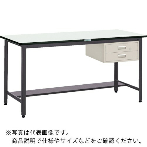 TRUSCO ( トラスコ中山 ) 中掛け目立御役目台(500kg)HAEW型 1500X900XH885 2段引出付 うす暗い薄墨色色 ( HAEWP-1590F2 (1500X900MM 500KG) ) 【製造業者取寄】