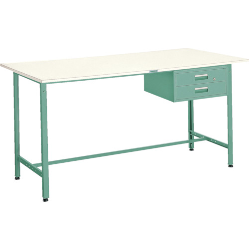 TRUSCO ( トラスコ中山 ) 軽荷重立作業台(300kg)HAE型 1200X900XH900 2段引出付 グリーン色 ( HAE-1209F2 (ﾆｭｰﾎﾟﾘﾊｸｼｮｸﾃﾝﾊﾞﾝ) ) 【メーカー取寄】