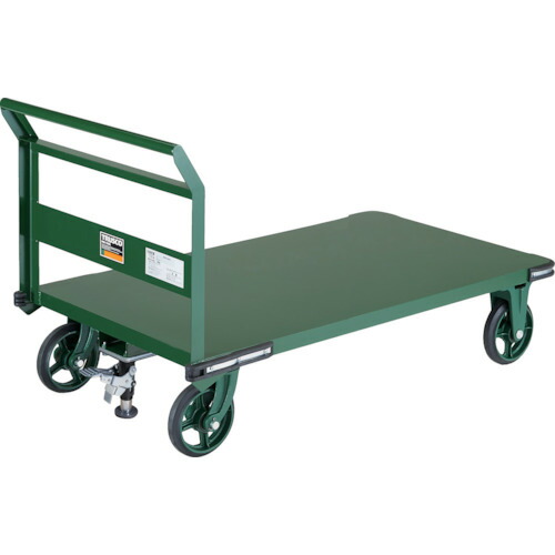 TRUSCO ( トラスコ中山 ) 鋼鉄製運搬車 1400X750 Φ200 ハンドル側自在車 鋳物車輪 Lストッパー付 ( OH-1LRSS ) 【メーカー取寄】