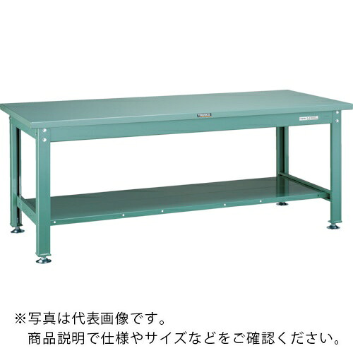TRUSCO ( トラスコ中山 ) 中荷重作業台(2000kg)DW型 900X750XH740 全面下棚付 グリーン色 ( SDW-900LT ) 【メーカー取寄】