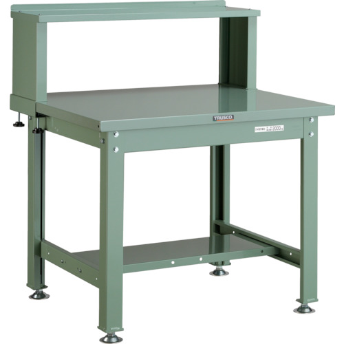 TRUSCO ( トラスコ中山 ) 中荷重作業台(2000kg)DW型 900X750XH1044(全高) 上棚付 グリーン色 ( SDW-900YURB ) 【メーカー取寄】