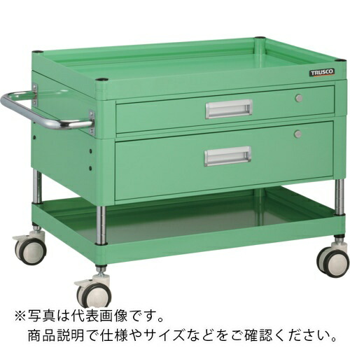 TRUSCO ( トラスコ中山 ) ツールワゴン ファルコンワゴン750X500 引出付 ゴム車輪 ヤンググリーン色 ( FAW-672VZ-YG )