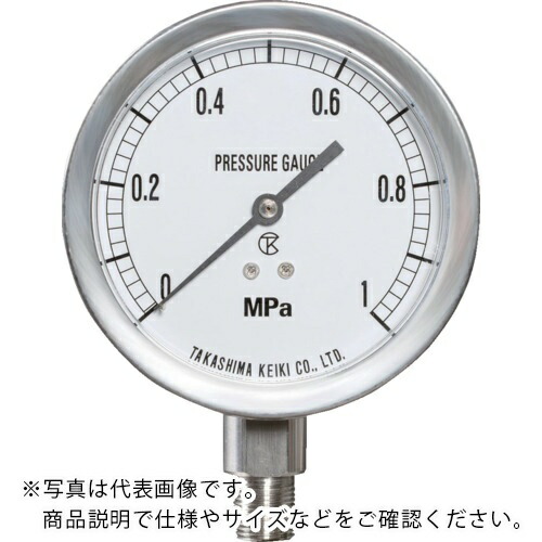 高島 ( 高島計器 ) ステンレス圧力計(A枠立型・φ60)圧力レンジ0.0~0.16MPa R1/4 ( 1460016 )