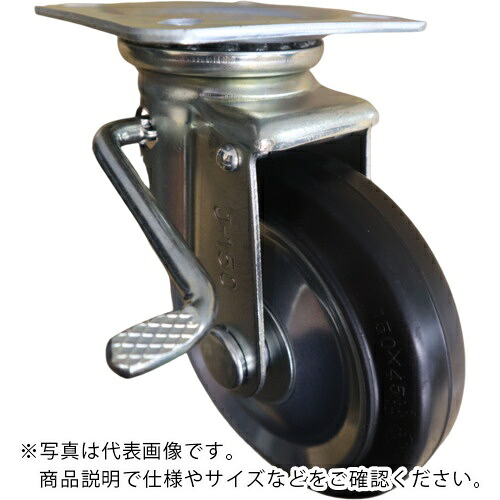ヨドノ プレス製自在金具 左ブレーキ付 黒ゴム車 ( WJBL130 )