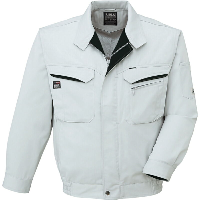 サンエス 長袖ワンポイントブルゾン(受注生産商品) ｼﾙﾊﾞｰXﾌﾞﾗｯｸ/LLサイズ ( WA20471B 69ｼﾙﾊﾞｰXﾌﾞﾗｯｸ LL )