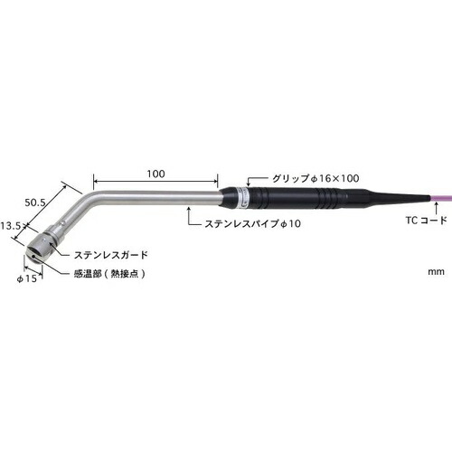 ANRITSU ( 安立計器 ) 静止表面用温度センサ 接触サポートタイプ AXシリーズ -50～500℃ タイプK 45°100mm熱電対同種金属Ｙ端子Ｍ ( AX-232K-01-1-TC1-ANJY4 )