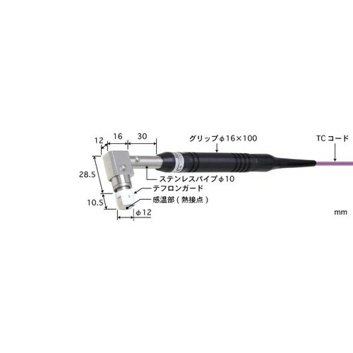 ANRITSU ( 安立計器 ) 静止表面用温度センサ A形シリーズ Φ12mm 90°（エルボ使用） 標準プラグ（熱電対同種金属） 30mm Kタイプ標準プラグ ( AX-314K-00-1-TC1-ASP )