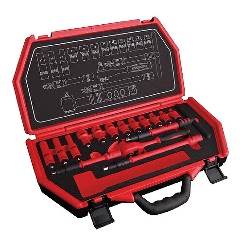 スエカゲツール 3/8”DR.16PC.絶縁工具セット ( P-E316A )