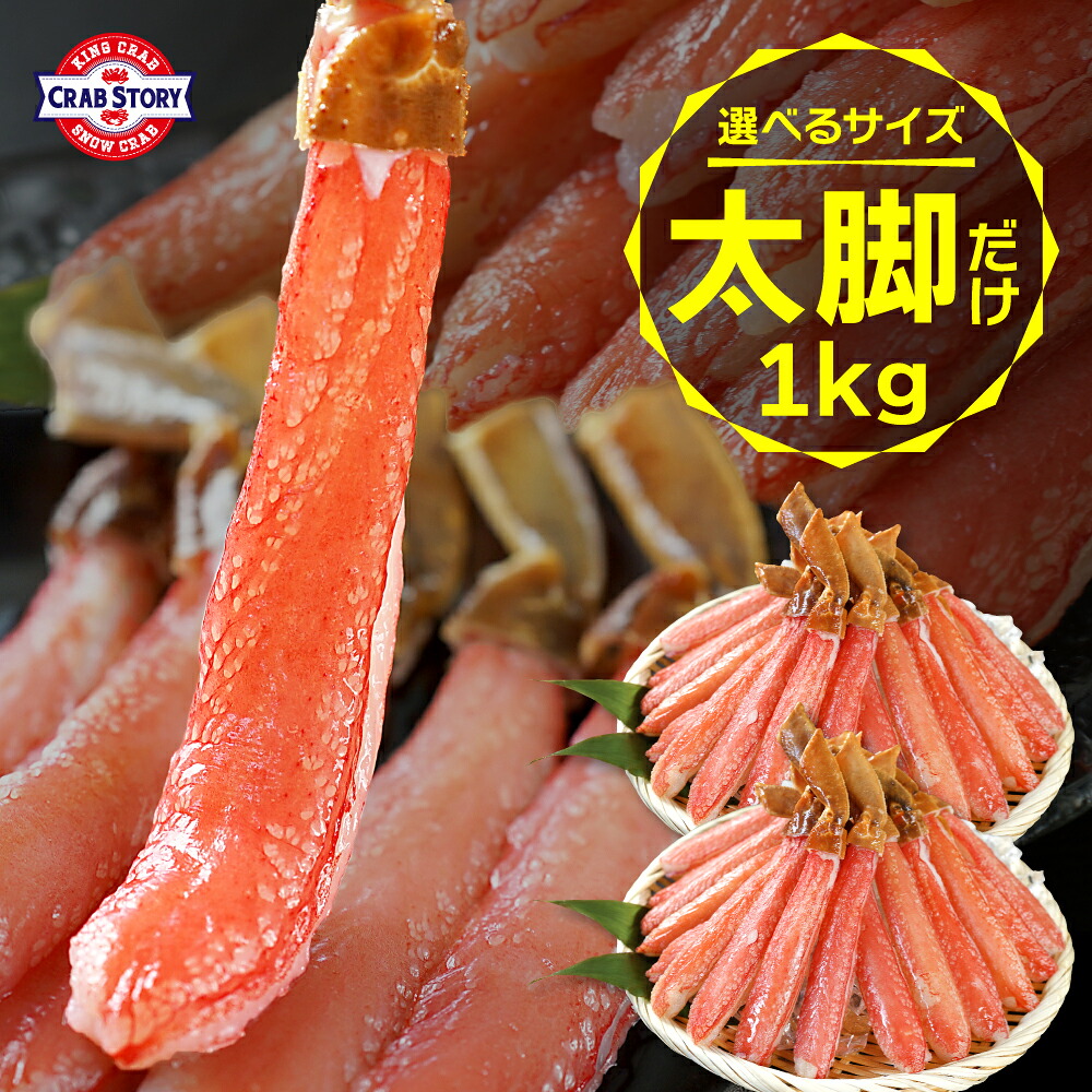 生ズワイガニ ポーション 太脚だけ 1kg カニ 棒肉100% 生食OK お刺身 かにしゃぶ ずわい蟹 超特大、大型、訳ありも選べます お中元熨斗サービス