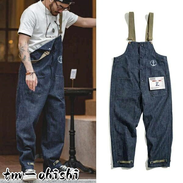 メンズ 大層らしい櫂 切り替 メンズ サロペットパンツ デニム 繋ぎ オールインワン 進め方服 父の日 差し上げ物 30代