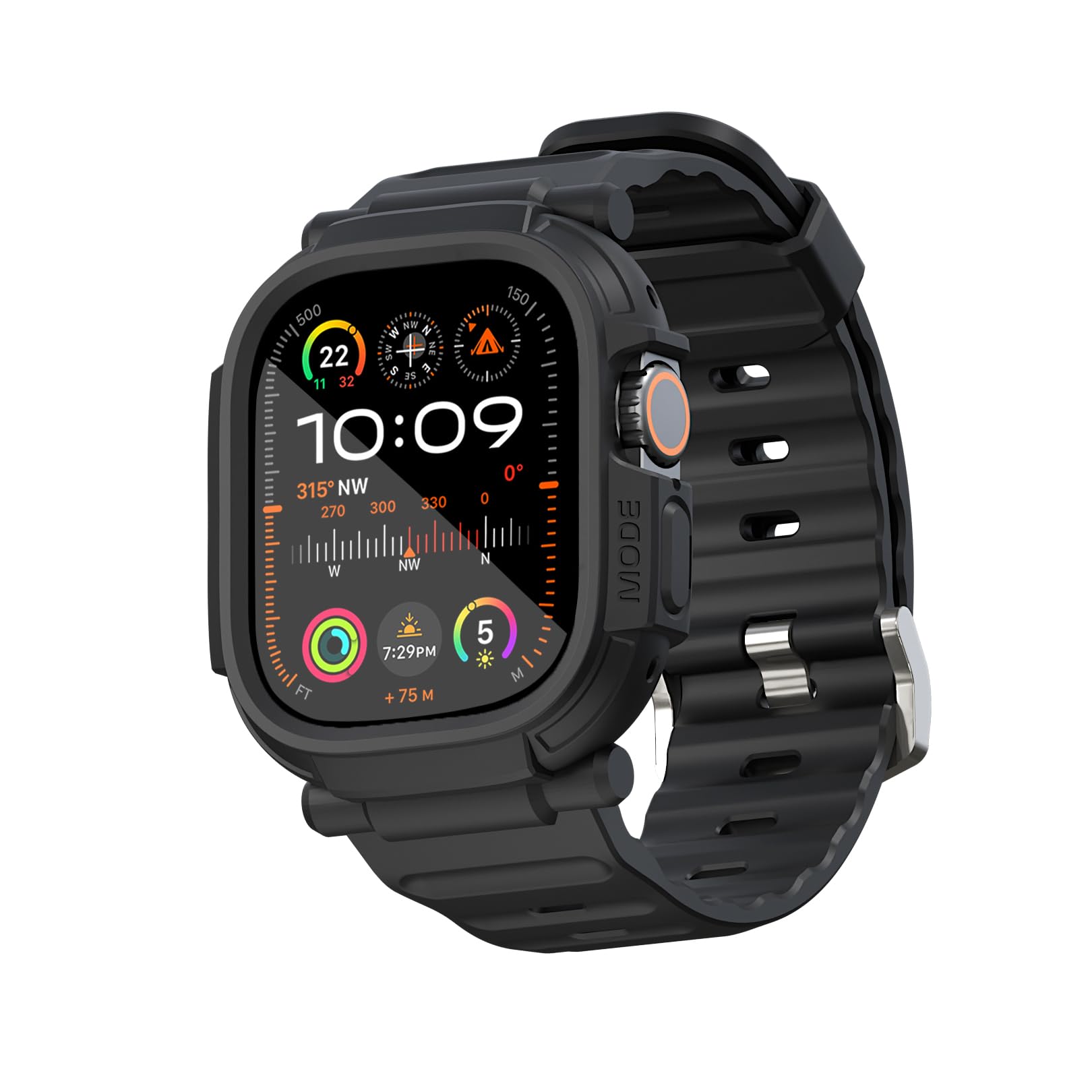 elkson Apple Watch Ultra 2/1 バンパーケースバンド 49mm スクリーンプロテクター 強化ガラス Quattro Proシリーズ 頑丈 iWatch用 ミリタリーグレードの丈夫な保護カバー 耐衝撃 ブラック