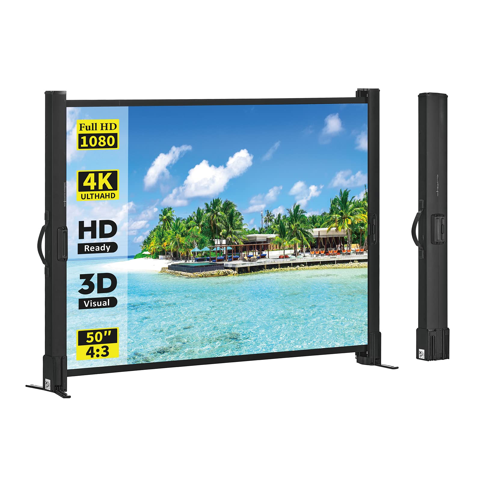 excelimage プロジェクター用スクリーン、50インチ、4:3、ポータブルミニ、軽量、折り畳み式、1.2ゲイン シワのないプロジェクションスクリーン ホームシネマ、ビジネスプレゼンテーション、|T.M.Bストア