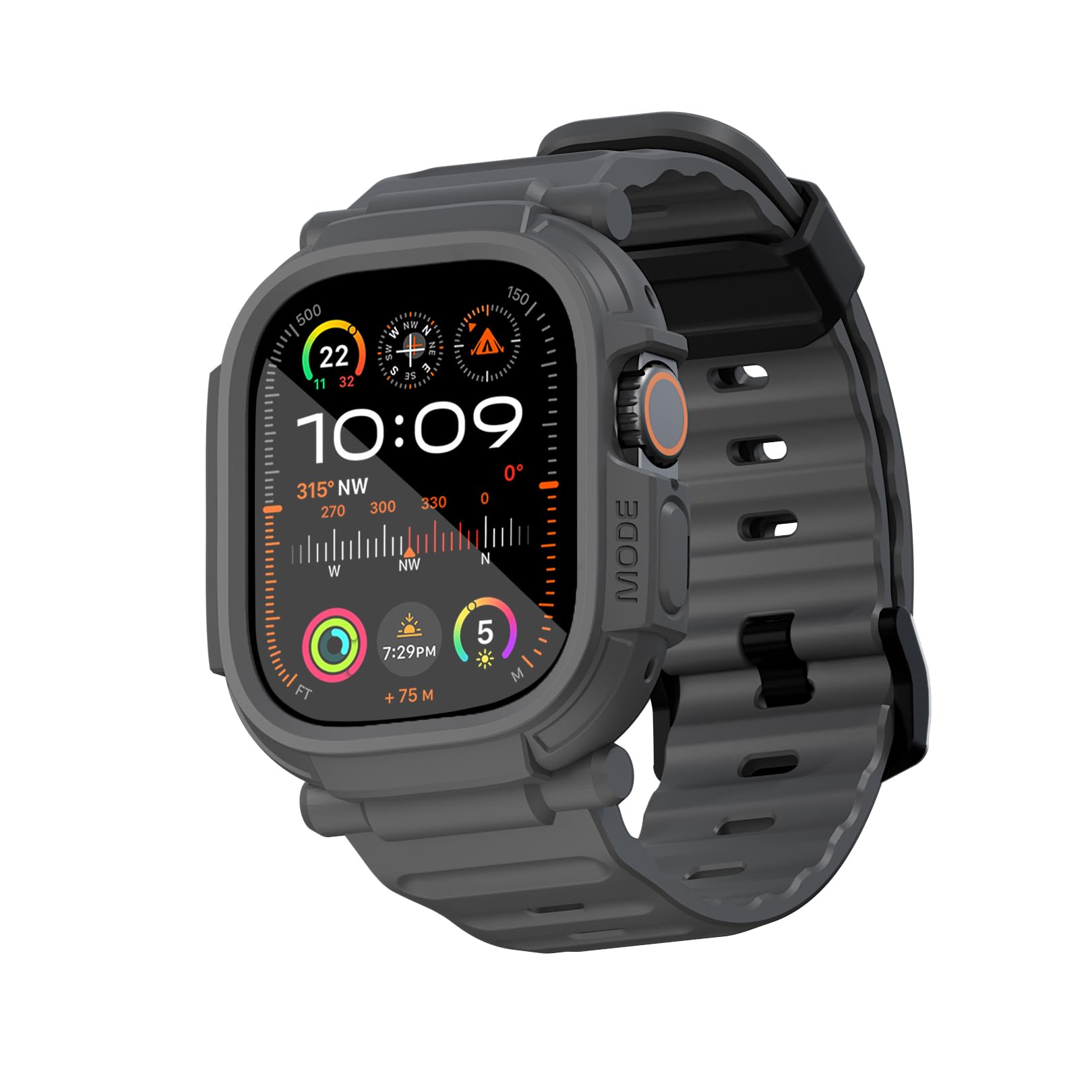 elkson Apple Watch Ultra 2/1 バンドケース 49mm スクリーンプロテクター 強化ガラス Quattro Proシリーズ 頑丈 iWatch用バンパーストラップ ミリタリーグレード 耐久性のある保護カバー 耐衝撃性 グレー