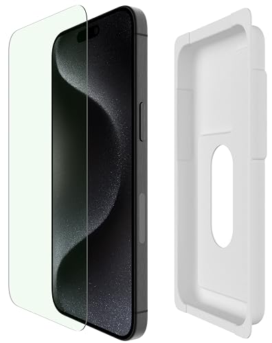 【Apple公認ガラスフィルム】Belkin iPhone 15 Pro Max用 UltraGlass 2保護ガラスフィルム ブルーライトカット 超強化ガラス 抗菌 0.29mm 簡単取付キット付き OVA142zz