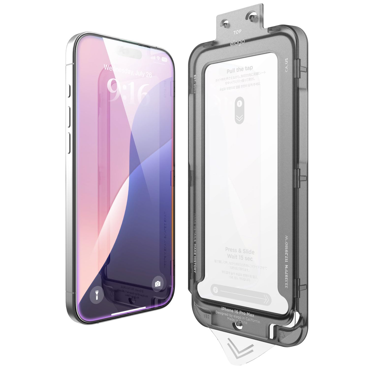 【elago】 iPhone 16 Pro Max 相応う 硝子写真フィルム 9H 強化因子硝子 水の泡押しとどめる 写真フィルム 指紋押しとどめる 硝子 保護すること写真フィルム [ iPhone16ProMax アイフォン 16 労働者階級マックス 相応う ] TEMPERED GLASS PROTECTOR せつ然たる