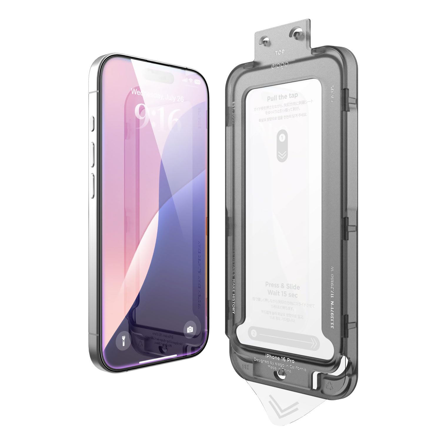 【elago】 iPhone 16 Pro 対応 ガラスフィルム 9H 強化ガラス 気泡防止 フィルム 指紋防止 ガラス 保護フィルム [ iPhone16Pro アイフォン 16 プロ 対応 ] TEMPERED GLASS PROTECTOR クリア