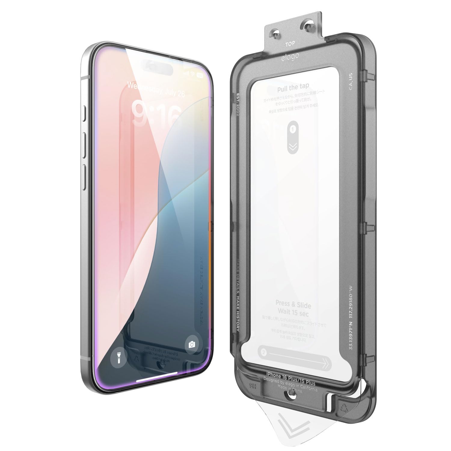 【elago】 iPhone 16 Plus 相応う 硝子写真フィルム 9H 強化因子硝子 水の泡押しとどめる 写真フィルム 指紋押しとどめる 硝子 保護すること写真フィルム [ iPhone16Plus アイフォン 16 つけ加える 相応う ] TEMPERED GLASS PROTECTOR せつ然たる