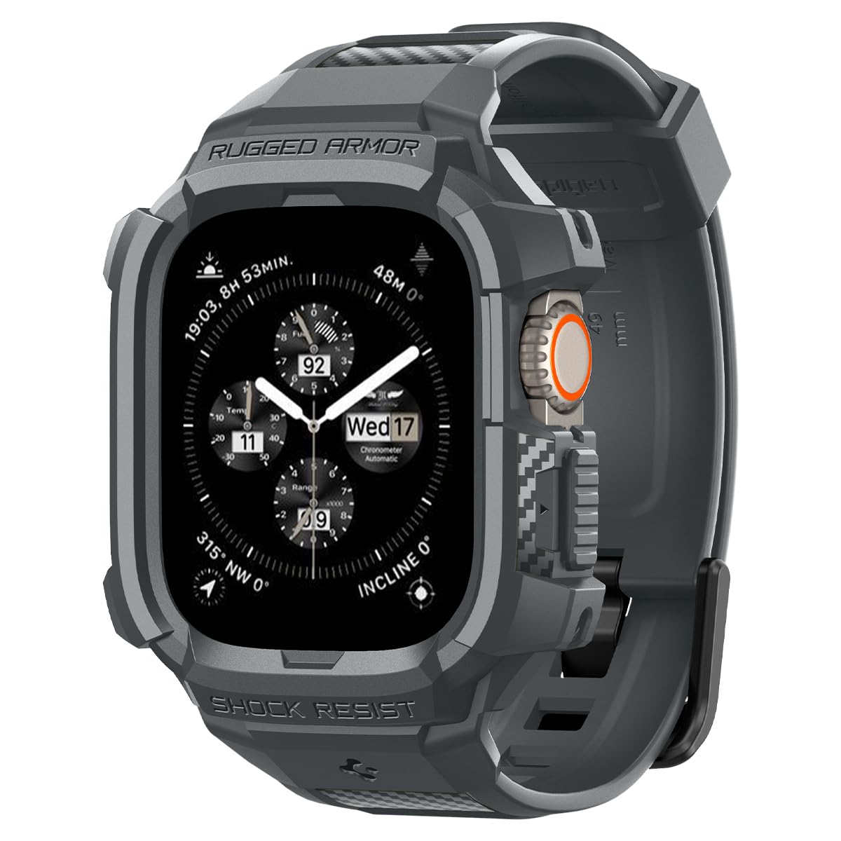 Apple Watch Ultra2 ダンス楽隊 49粍 45粍 44粍 42粍 原則として型 耐衝撃 パソコン TPU 二重社会システム 運動競技ダンス楽隊 落っこちる ぼうぜん自失 吸い入れる 耐久性 傷押しとどめる ラギッド・アーマー・プロ ACS07390 (暗然たる・薄墨色)
