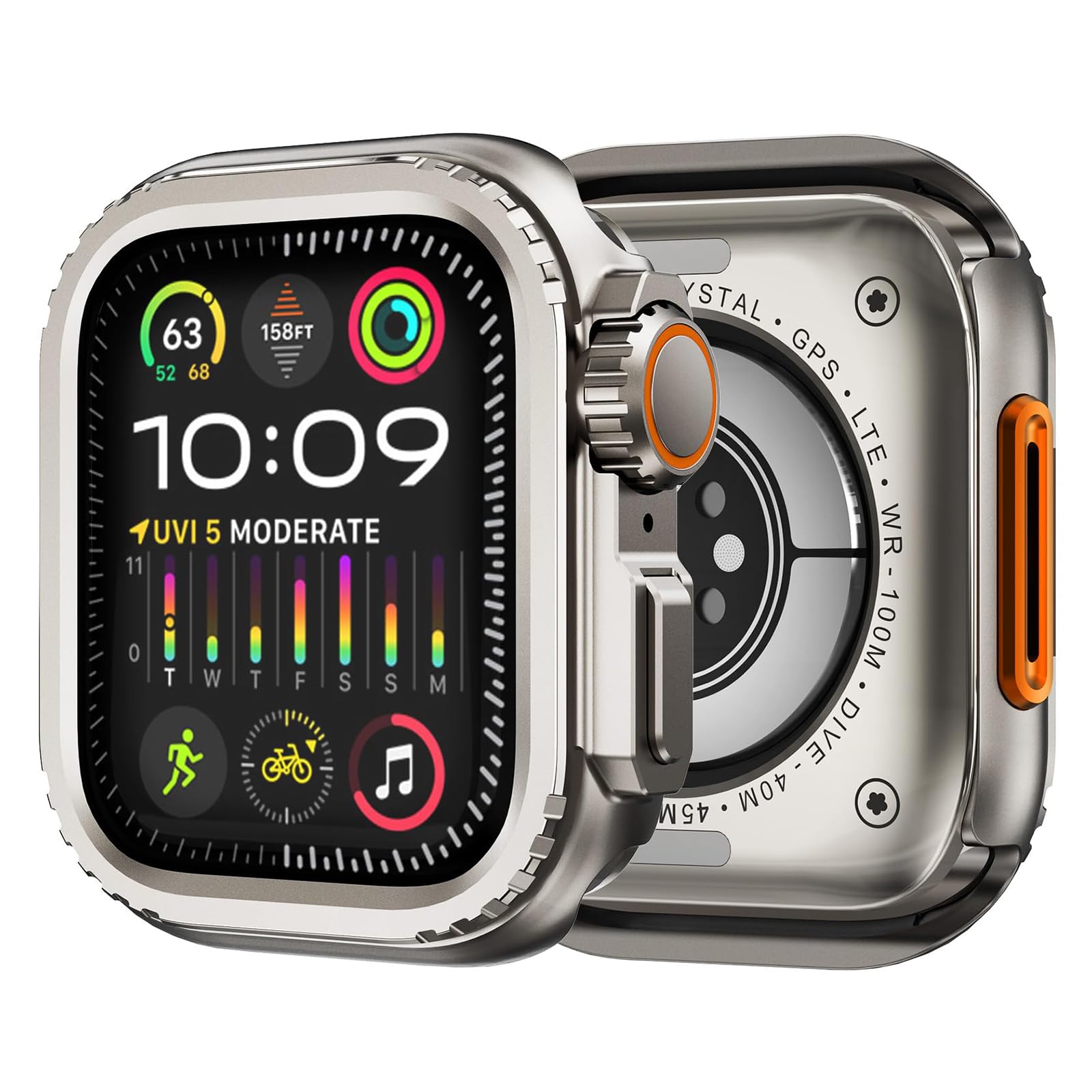 YOFITAR for Apple Watchケース アップルウォッチカバー 亜鉛合金素材 45mm/44mm 瞬時にApple Watch Ultraに変身する series 9/8/7/SE/6/5/4 アップルウォッチ保護ケース+背面ケースの2 in 1デザイン 防傷 耐衝撃 A