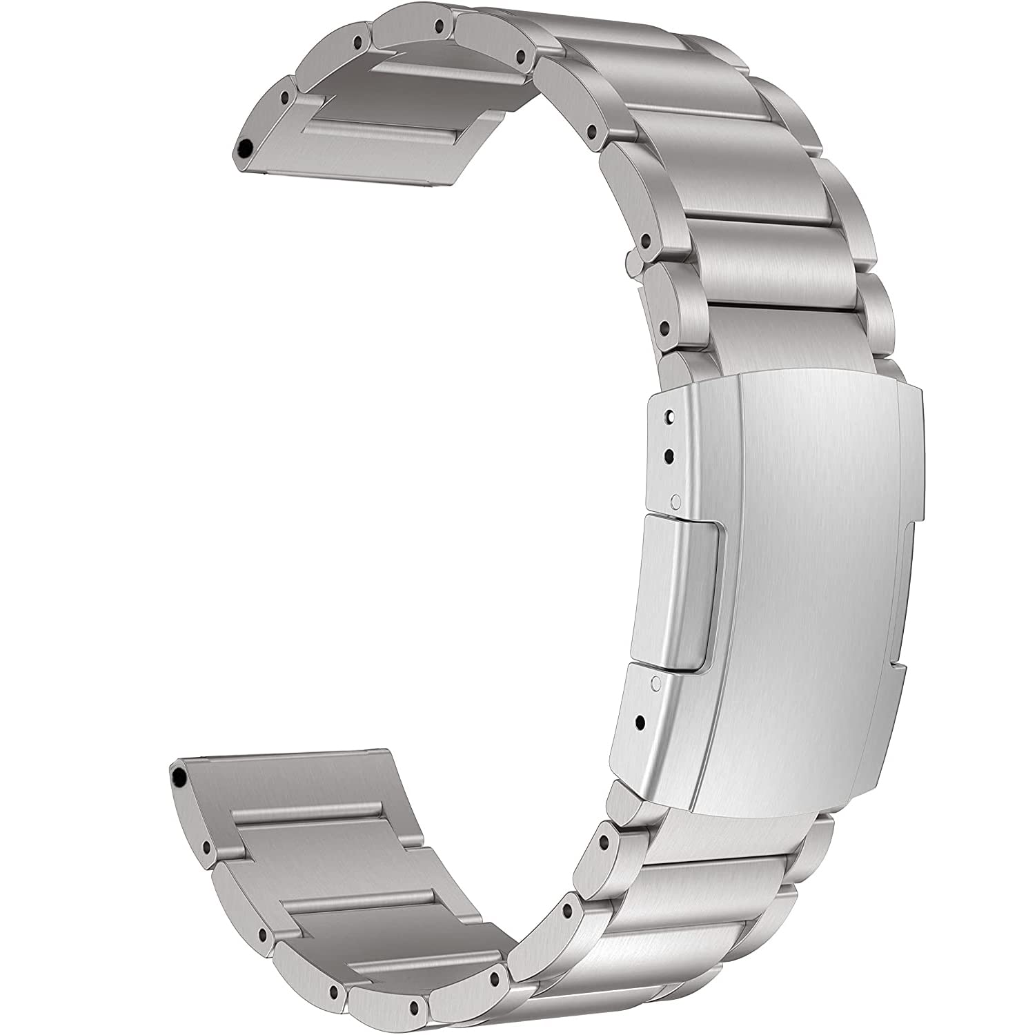 MaKTech チタンダンス楽隊、22粍軽さワンピースメタルリンクブレスレット、Samsung Galaxy Watch 3 45粍/46粍,HuaWei Watch 4/3 \u0026 Ultimate/GT 4/3 46粍 Pro,Amazfit GTR 3/2に相応う (銀)