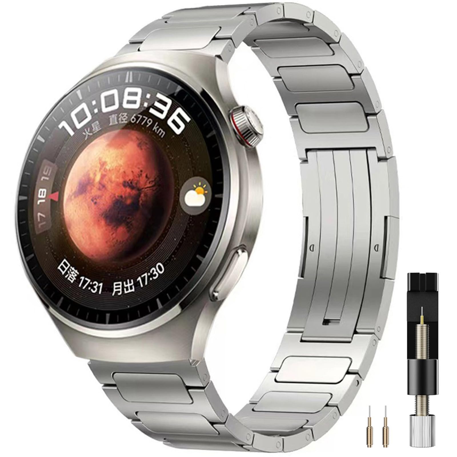 Miimall 対応 22mm バンド HUAWEI Watch GT4 46MM/HUAWEI WATCH 4 Pro Elite/honorwatch GS PRO/honor MagicWatch2 46mmm/honor Magicwatch 1/honor watch Dream チタンベルト ビジネス HUAWEI WATCH 4 Pro Elite に 対応調節器具付き(チタン