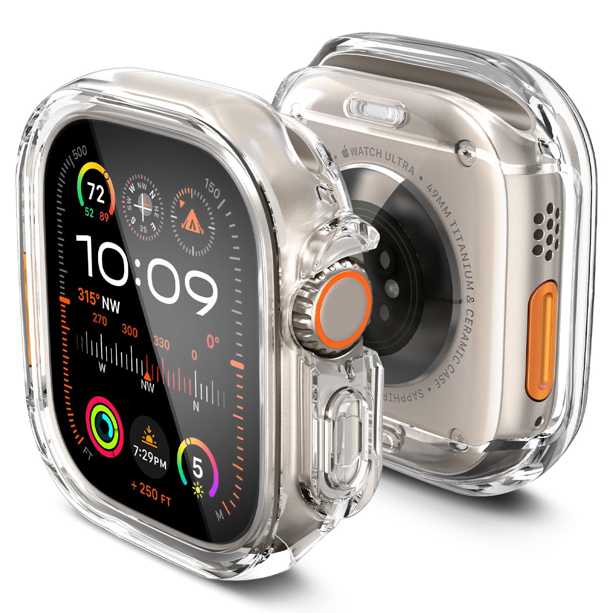 Spigen Apple Watch Ultra2 ケース/Apple Watch Ultra ケース 49mm 対応 クリア 落下 衝撃 吸収 TPU ポリカーボネート 透明 薄型 カバー ウルトラ・ハイブリッド ACS05459 (クリスタル・クリア)