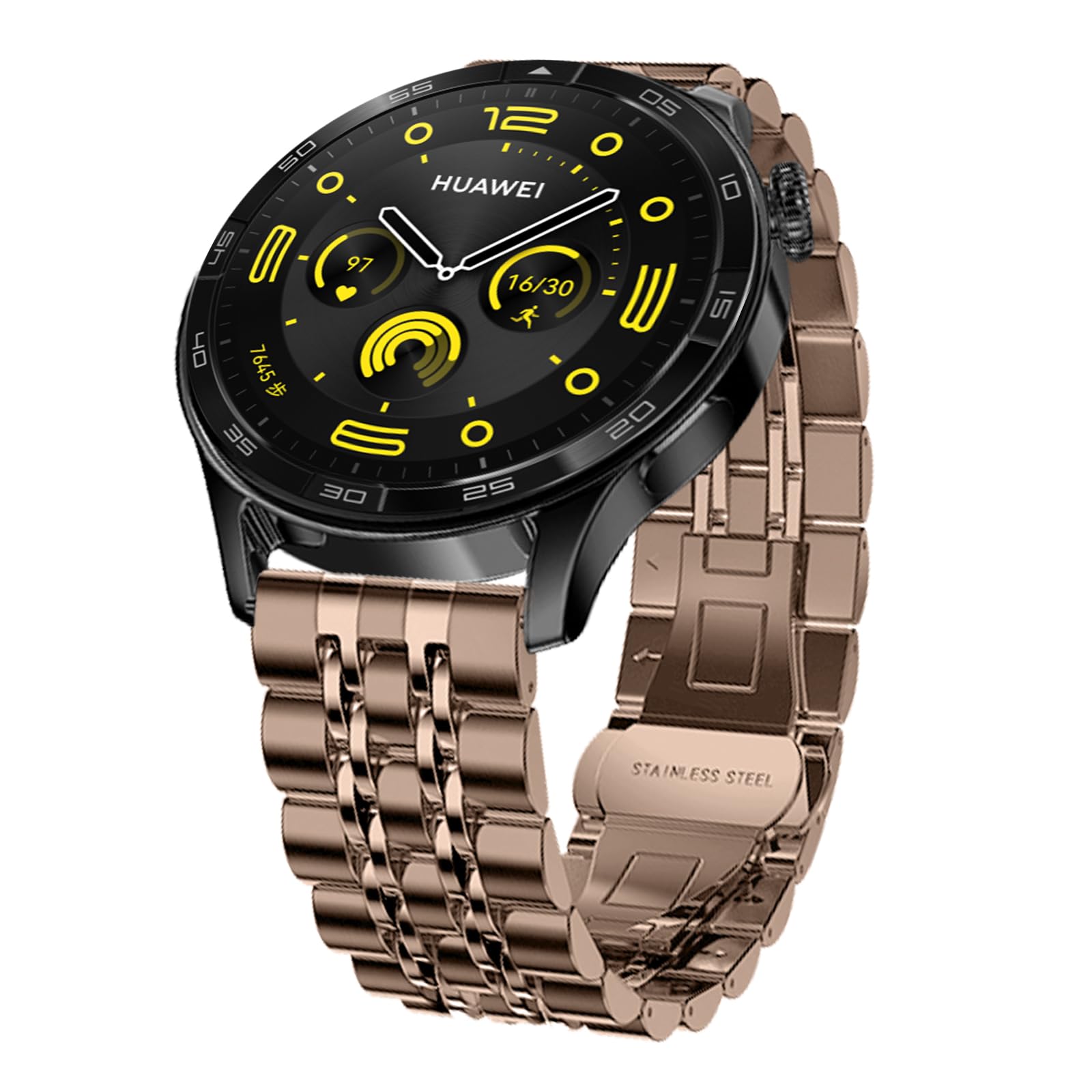 [Hinnwer] 22mm バンド Huawei Watch GT 5/Watch GT 5 Pro/Watch GT 4/Watch GT 3/Watch GT 2/Watch 4/Watch 3 (46mm) 対応 バンド スマートウォッチ 交換 ベルト ステンレス製 金属 バンド Huawei Watch 4 Pro/Watch 3 Pro (48mm) 用 (ロ｜T.M.Bストア