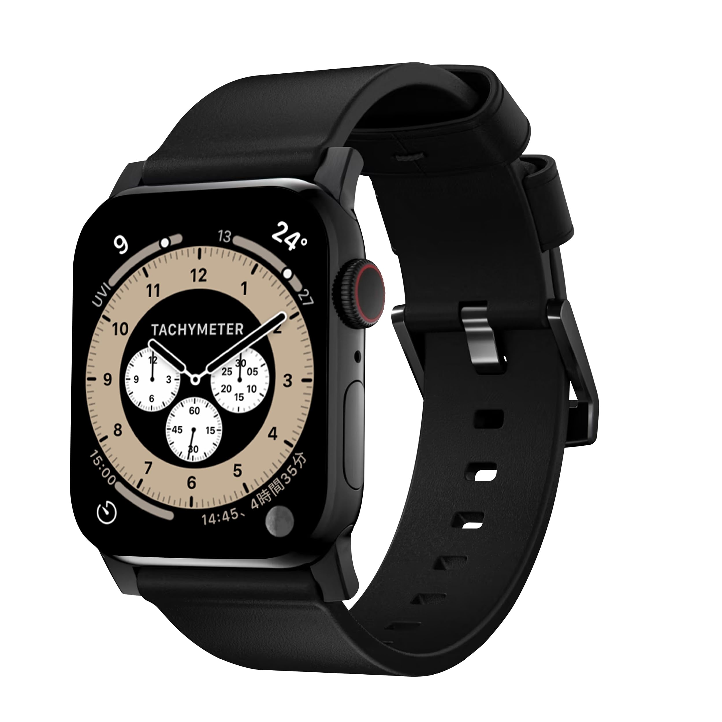 [SIMON] AppleWatch 栃木レザー バンド | 職人仕上げ | Series 3 4 5 6 7 8 9 10 | SE SE2 | Ultra Ultra2 | アップルウォッチ | 交換 ベルト 【革：ブラック（黒色） / パーツ：ステンレス ブラック 】 (42 | 44 | 45 |｜T.M.Bストア