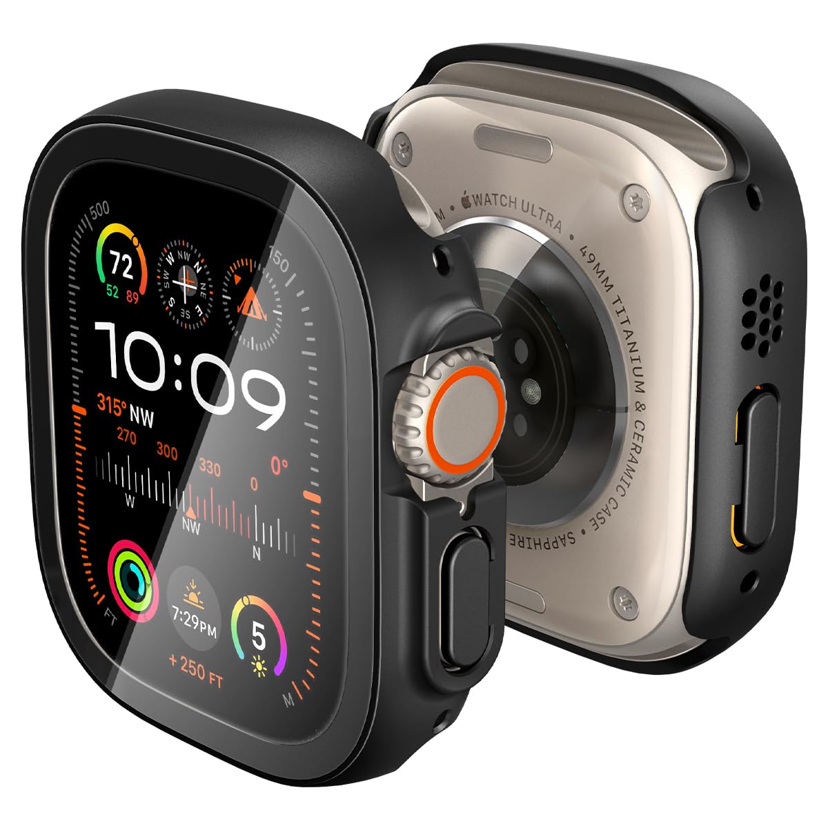 Spigen Apple Watch Ultra2 ケース/Apple Watch Ultra ケース 49mm 対応 9H ガラス 一体型 画面保護 耐衝撃 落下 衝撃 吸収 すり傷 防止 保護カバー シン・フィット 360 ACS05558 (ブラック)｜T.M.Bストア 5,878円