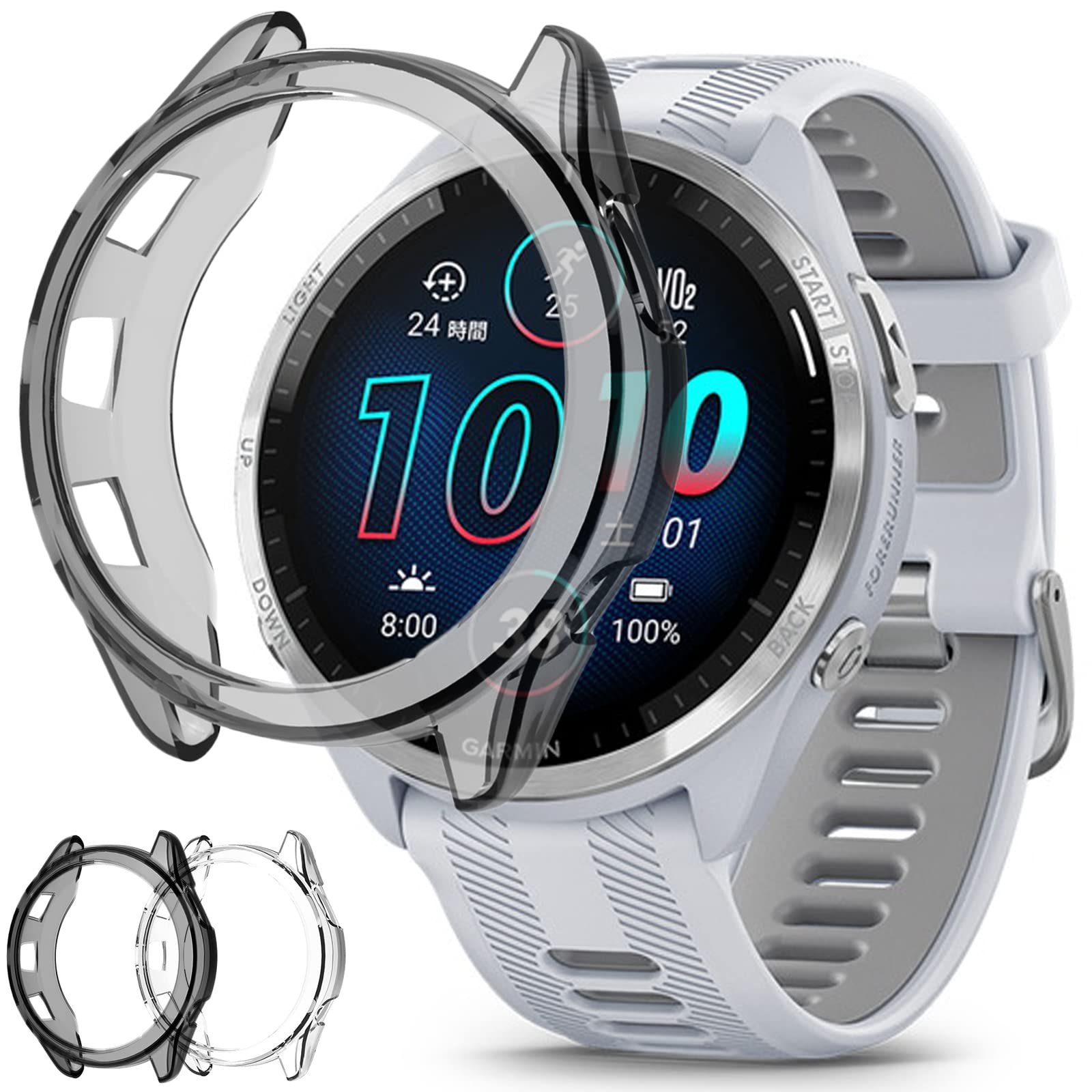 ガーミン965(保護ケース装着済み)(取り外し可能) Amazon.co.jp: HeeNia Garmin Forerunner 965 対応 ケース シリコン